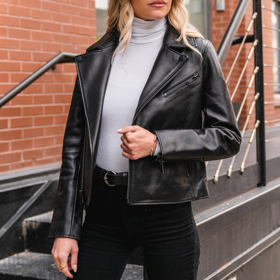Black Biker Leather Jacket for Women - Biker Jacket 