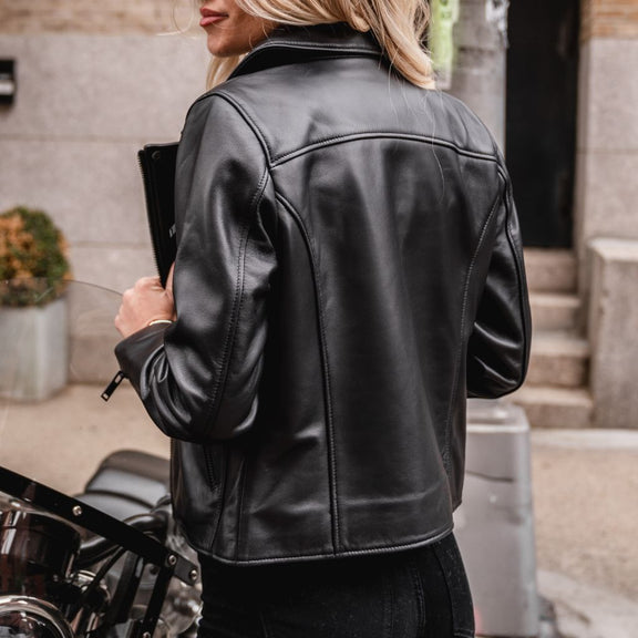 Black Biker Leather Jacket for Women - Biker Jacket 