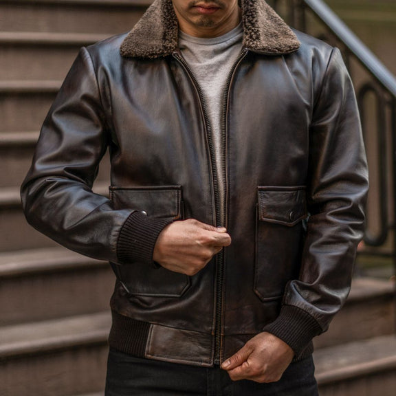 bomber jacket, mens bomber jacket, leather bomber jacket, aviator jacket, bomber, leather jacket with fur, leather jacket with fur collar, leather and fur jacket, leather coat with fur