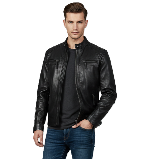 Men’s Black Leather Jacket USA
Stylish Moto Jacket for Men
Biker Leather Jacket with Zipper Pockets
Men’s Slim Fit Leather Jacket USA
Trendy Men’s Fashion Jacket