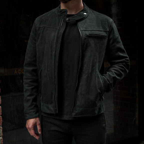Men’s Roadster Black Matte Suede Leather Jacket - Genuine Leather Jacket 