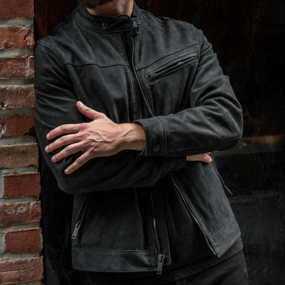 Men’s Roadster Black Matte Suede Leather Jacket - Genuine Leather Jacket 