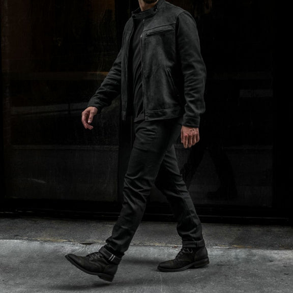 Men’s Roadster Black Matte Suede Leather Jacket - Genuine Leather Jacket 