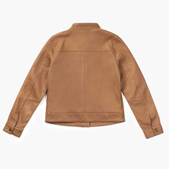 Women’s Tan Racer Leather Jacket - genuine Leather jacket 