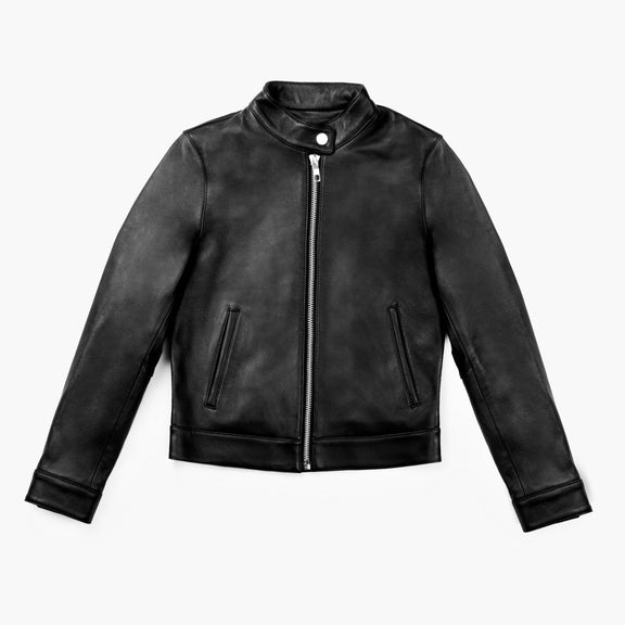 Women’s Black Leather Bomber Jacket – Genuine Lambskin Moto Racer Style 