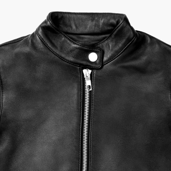 Women’s Black Leather Bomber Jacket – Genuine Lambskin Moto Racer Style 