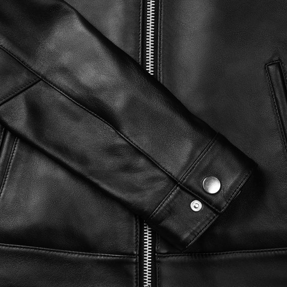 Women’s Black Leather Bomber Jacket – Genuine Lambskin Moto Racer Style 