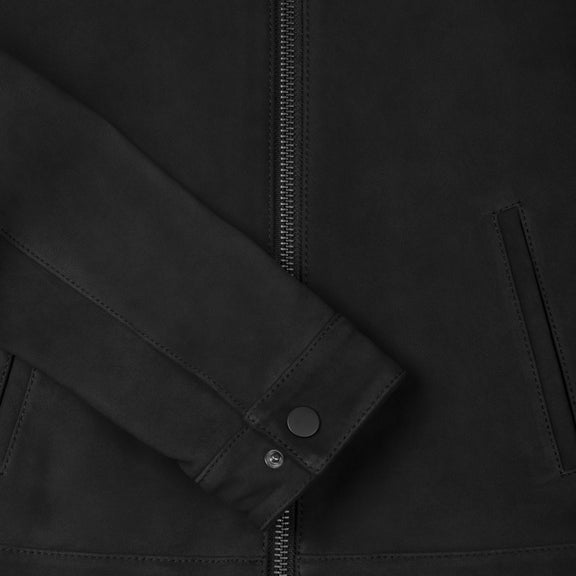 Women’s Black Suede Leather Jacket – Racer Style with Premium Finish 
