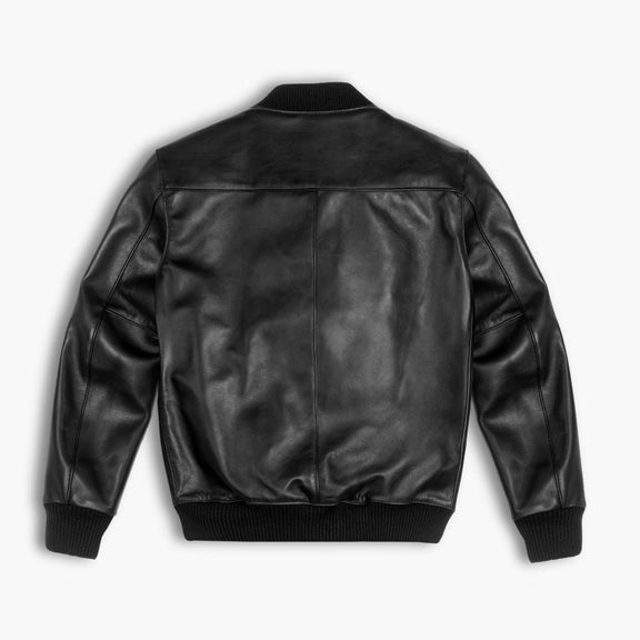 Black Bomber Leather Jacket For Mens - Real Leather Jacket 
