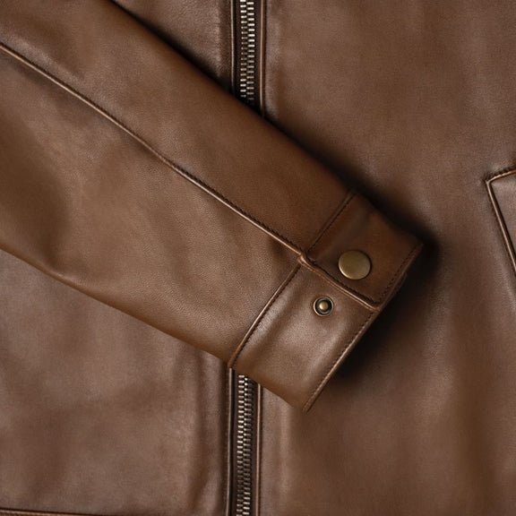 Classic Men’s Brown Leather Jacket with Shirt Collar - Pure Leather Jacket 