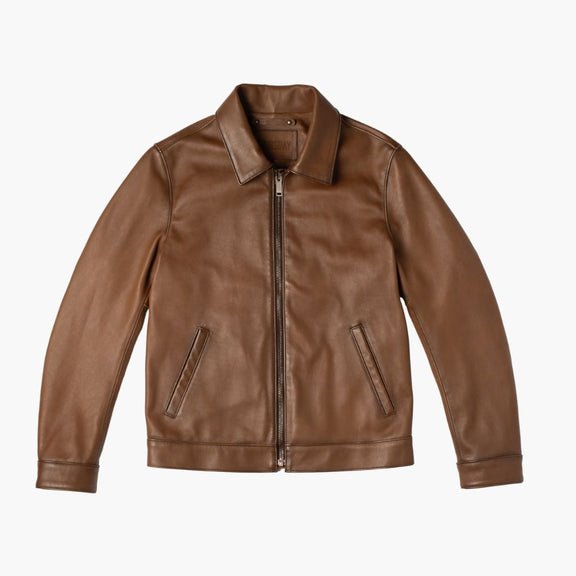 Classic Men’s Brown Leather Jacket with Shirt Collar - Pure Leather Jacket 