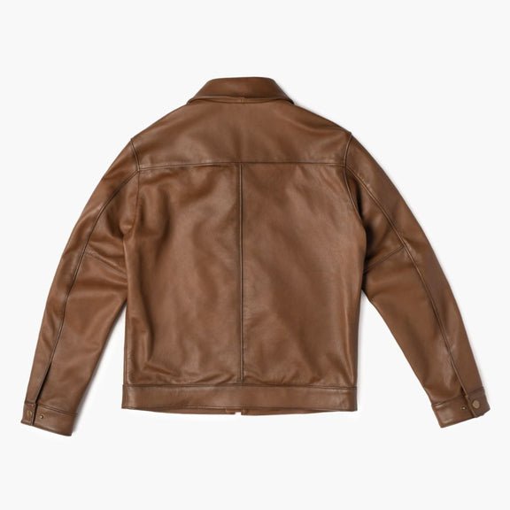 Classic Men’s Brown Leather Jacket with Shirt Collar - Pure Leather Jacket 