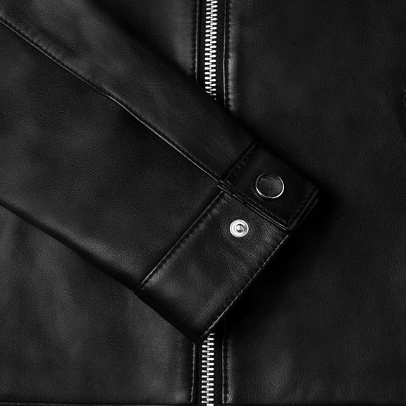 Men’s Black Cafe Racer Leather Jacket -Genuine Leather Jacket 