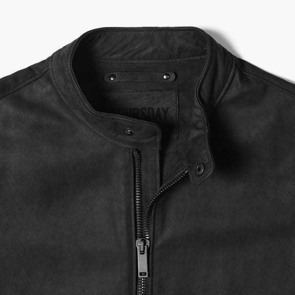 Men’s Black Leather Cafe Racer Jacket – Suede Leather Jacket. 