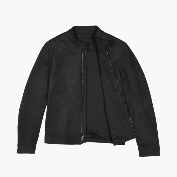 Men’s Black Leather Cafe Racer Jacket – Suede Leather Jacket. 