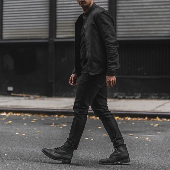 Men’s Black Leather Cafe Racer Jacket – Suede Leather Jacket. 