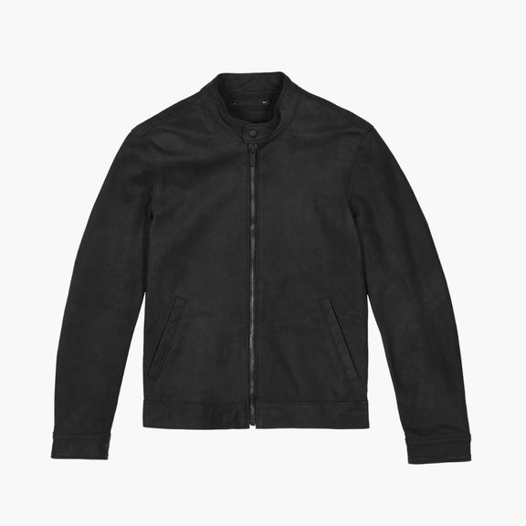 Men’s Black Leather Cafe Racer Jacket – Suede Leather Jacket. 