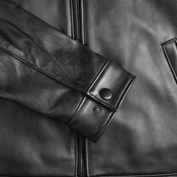 Men’s Black Leather Shirt Collar Jacket – Classic Shirt Collar Style 