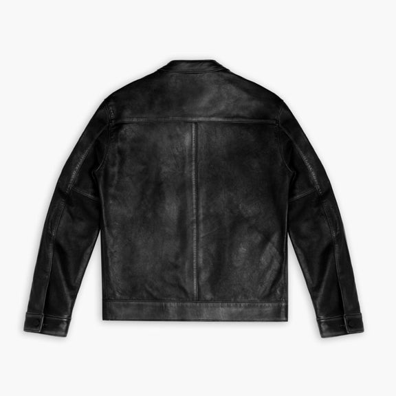 Men’s Black Real Leather Biker Jacket – Classic Moto Style 