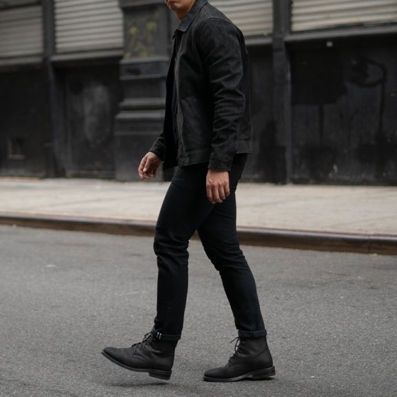 Men’s Black Suede Leather Jacket with Shirt Collar - Suede Leather 