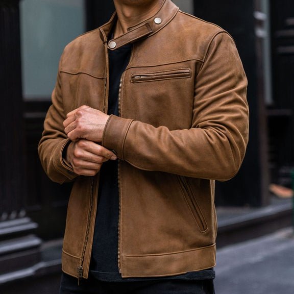 Men’s Burnt Copper Leather Jacket - Real Leather jacket 