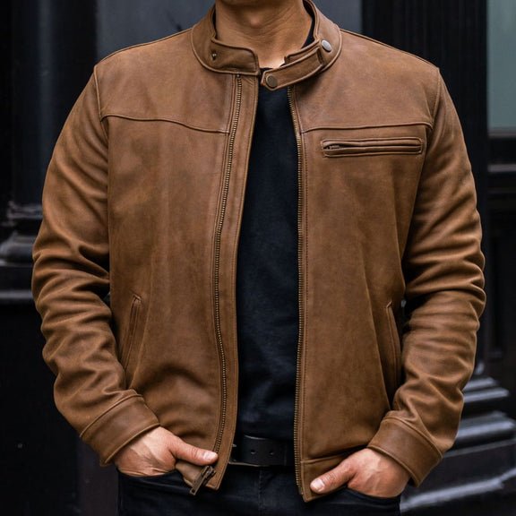 Men’s Burnt Copper Leather Jacket - Real Leather jacket 